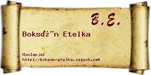 Boksán Etelka névjegykártya